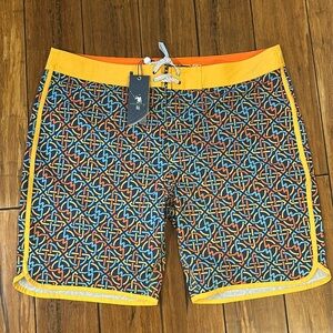 William Murray Swim Trunks Shorts Men's 38 Yellow Multicolor Unlined NWT